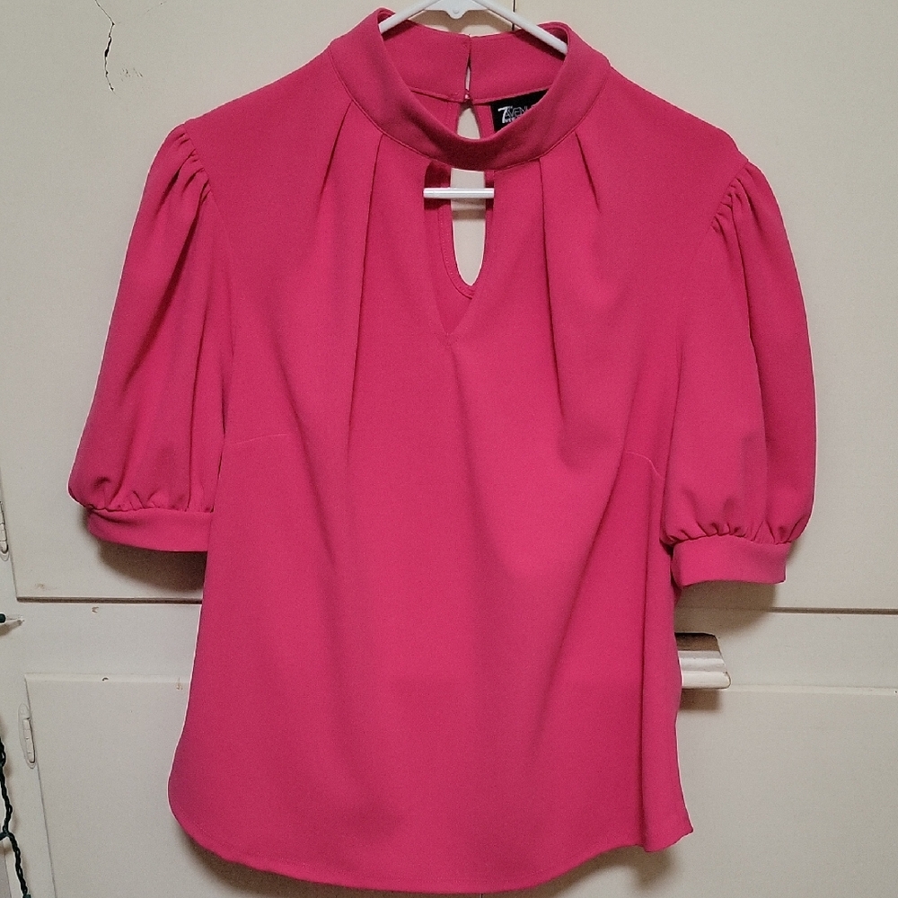 New York & Company Fuchsia Keyhole Blouse